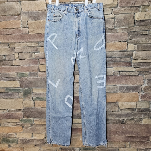 Levi's Vintage Orange Tag Upcycled High Waist 550 Relaxed Fit Jeans size 34 - Picture 3 of 11